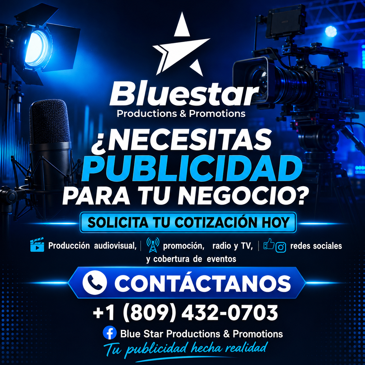 Servicios de publicidad y producción audiovisual de Blue Star en Punta Cana
